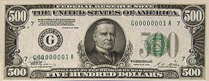 $500 bill.  The man who shot William McKinley was executed in Auburn, not far from here.